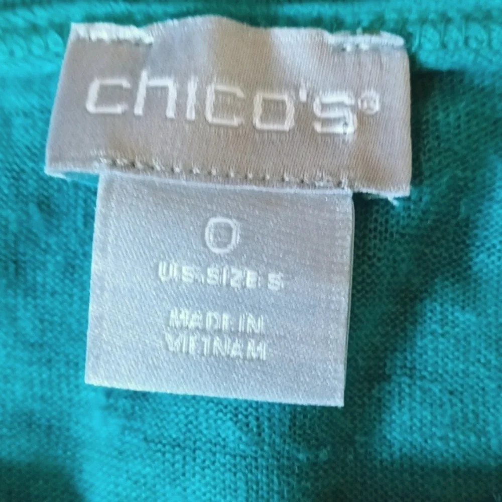 💯% linen Chico's green drop shoulder short sleeve airy lightweight size S - Picture 7 of 8